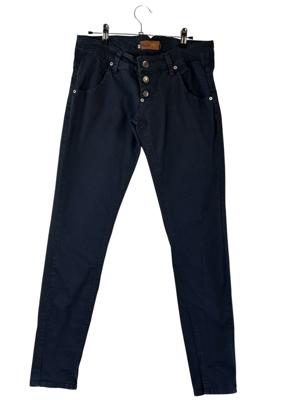 Please Denim Dark Navy Button Fly Skinny Jeans | Italian Designer | Y2K EuroChic